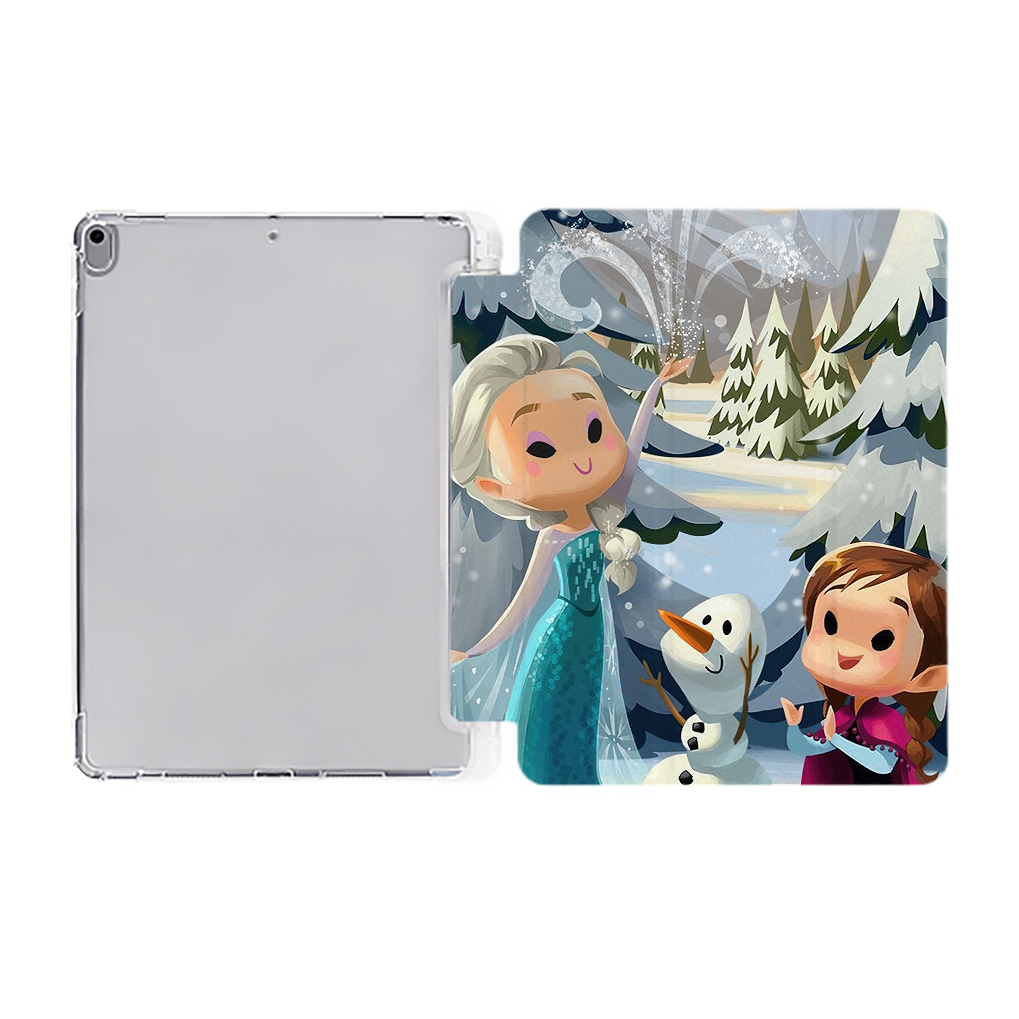 （画像用） アナと雪の女王 アンナ エルサ Frozen Anna Elsa IPad ケース ペン収納付き 三つ折りスタンド PUレザー×シリコン 対応機種9.5/10.5/10.9インチ